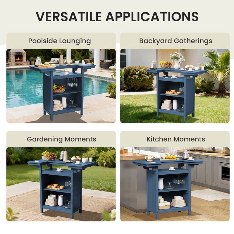 HDPE Indoor/Outdoor Bar Table with Storage Shelves