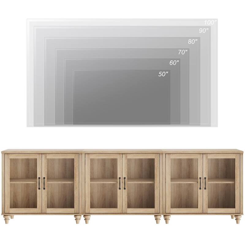 Kitchen Sideboard Buffet Cabinet, Glass Display Cabinet with Storage