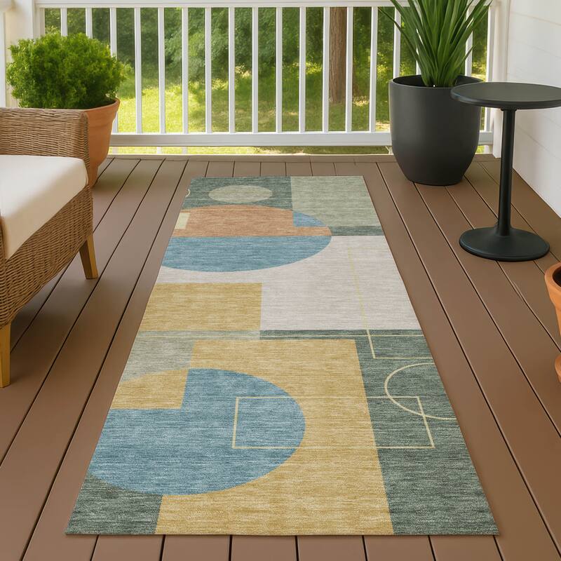 Machine Washable Indoor/ Outdoor Modern Filly Chantille Rug - Basil - 2'3" x 7'6"