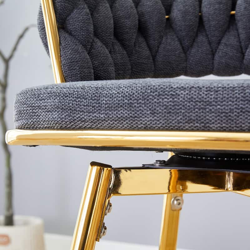 Roomfitters Swivel Bar Stools with Linen Seats and Golden Metal Legs, Set of 4, Dark Gray