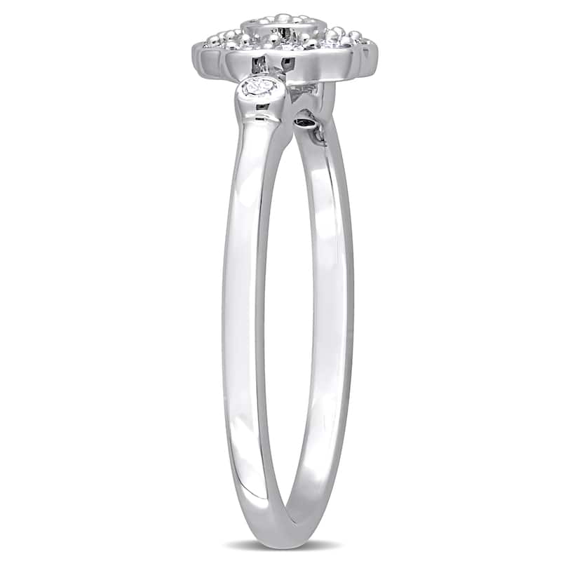 Miadora 1/5ct TDW Diamond Flower Ring in Sterling Silver
