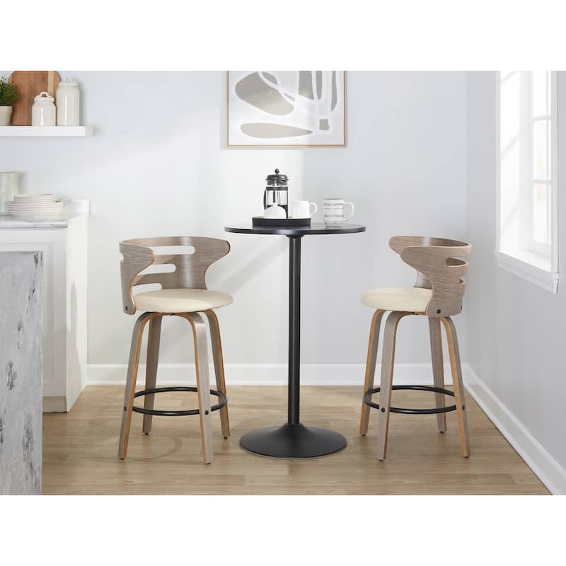 Carson Carrington Cranagh 26" Fixed-Height Counter Stool with Bent Wood Legs (Set of 2)