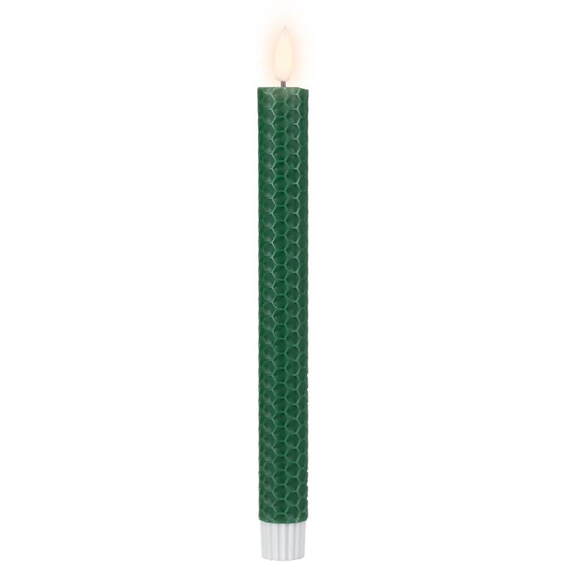 LED Flickering Flameless Taper Honeycomb Christmas Candles - 9.5" - Set of 2
