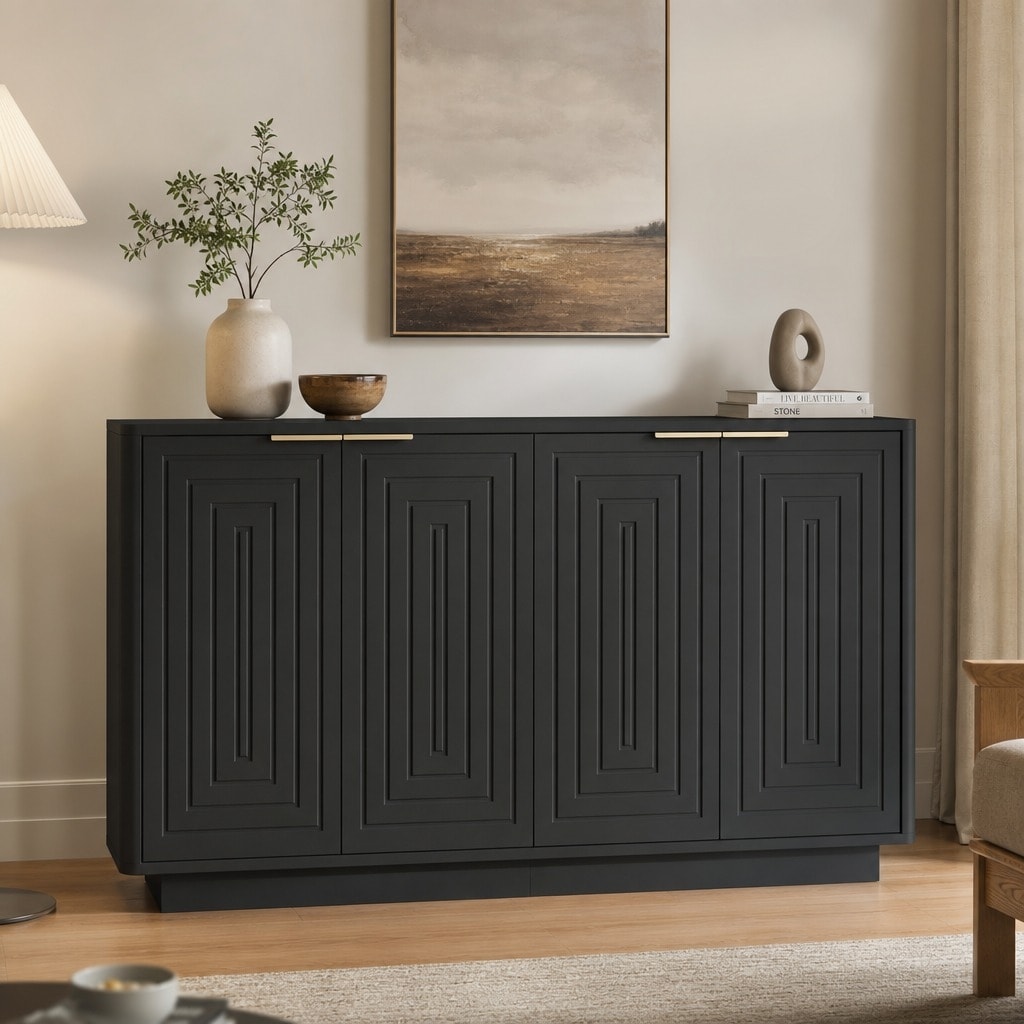 Modern Fluted Sideboard Cabinet with Storage, Accent Credenza TV Console for Dining Room