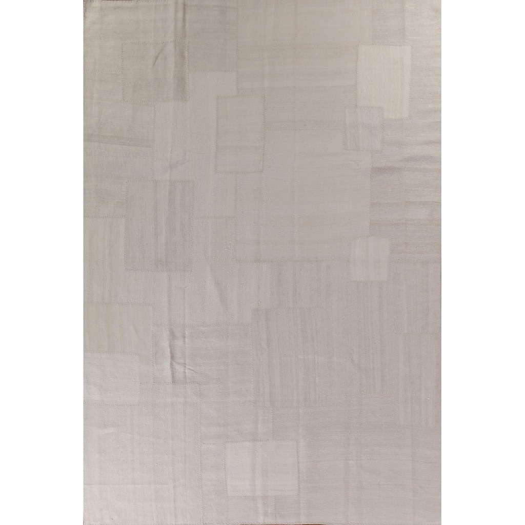 Earth Tone Kilim Turkish Area Rug Flatweave Geometric Silk Carpet - 9'9"x 13'0"