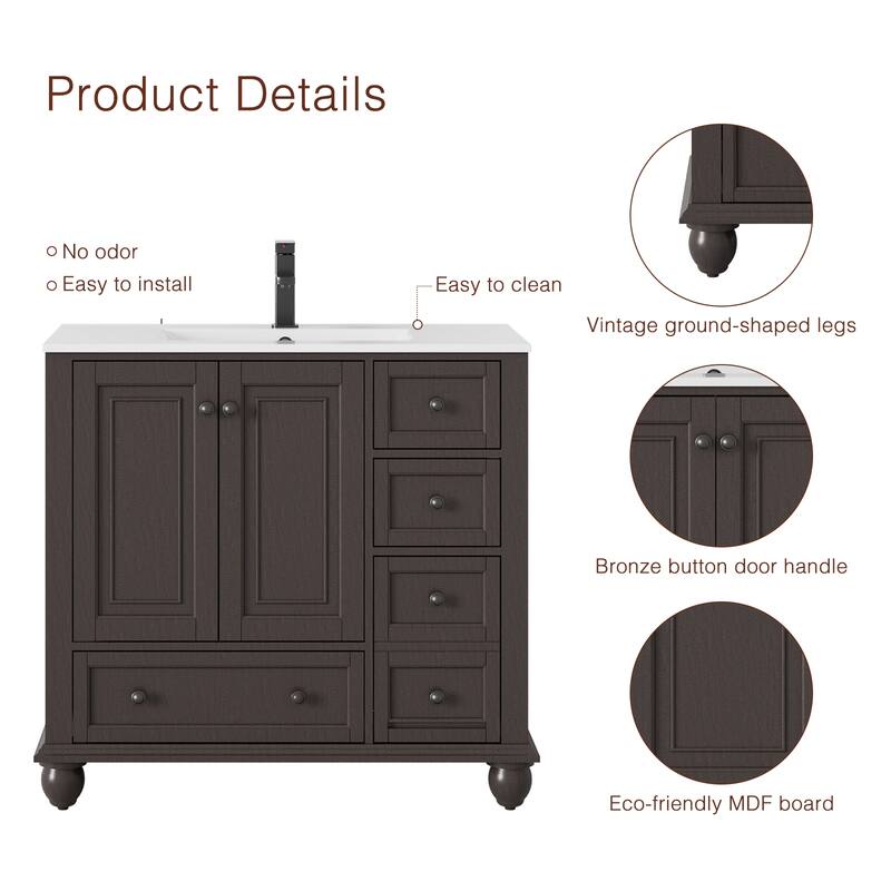 Bathroom Vanity with Sink Combo Set, Free Standing Bathroom Storage Cabinet