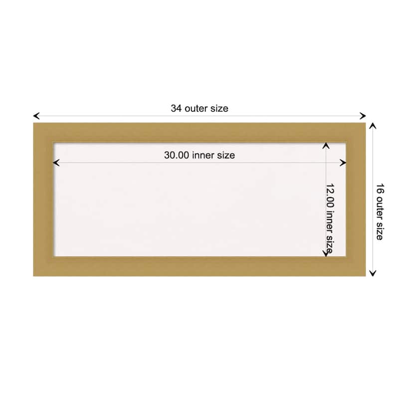 Grace Brushed Gold Framed White Corkboard Bulletin Board - Board Size 30x12