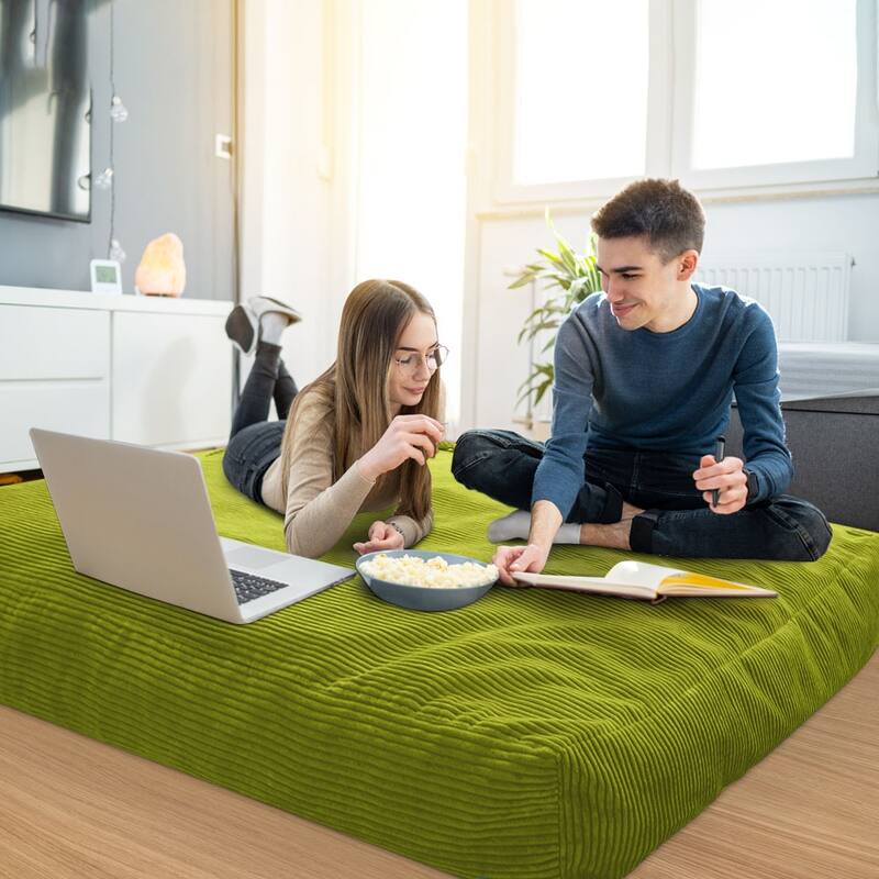 Corduroy Bean Bag Chair, Convertible Chair Folds from Bean Bag to Bed