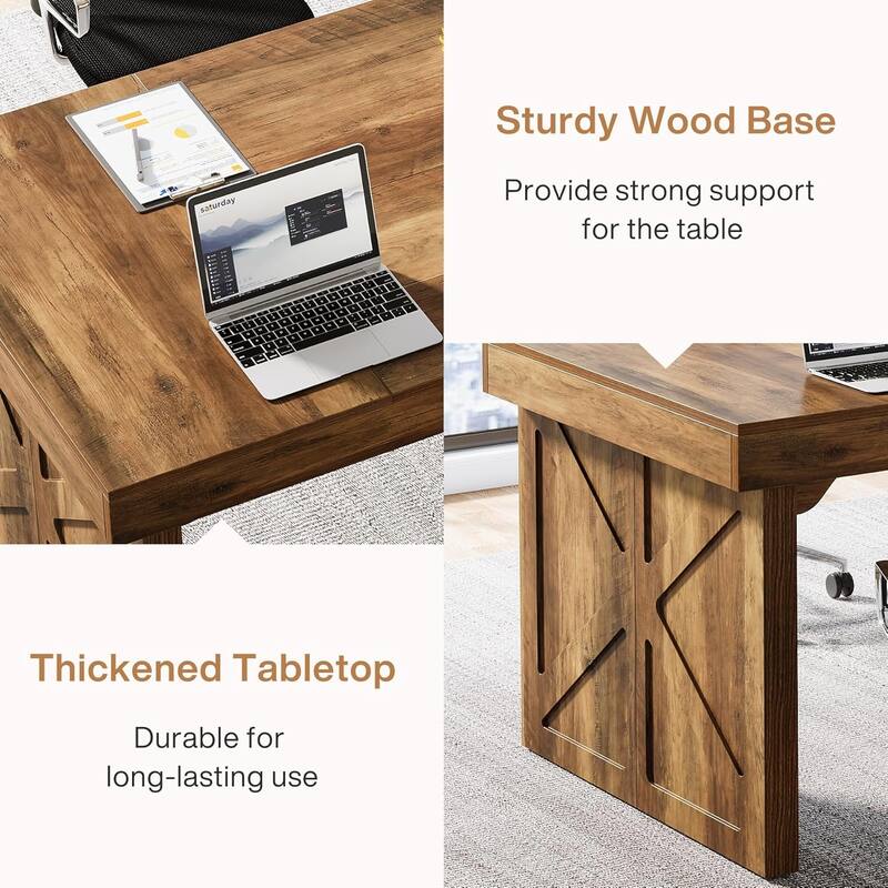 63" Rectangular Conference Table for Office Meeting Room – Modern 6ft Meeting Table for 4-6 People with Sturdy Frame