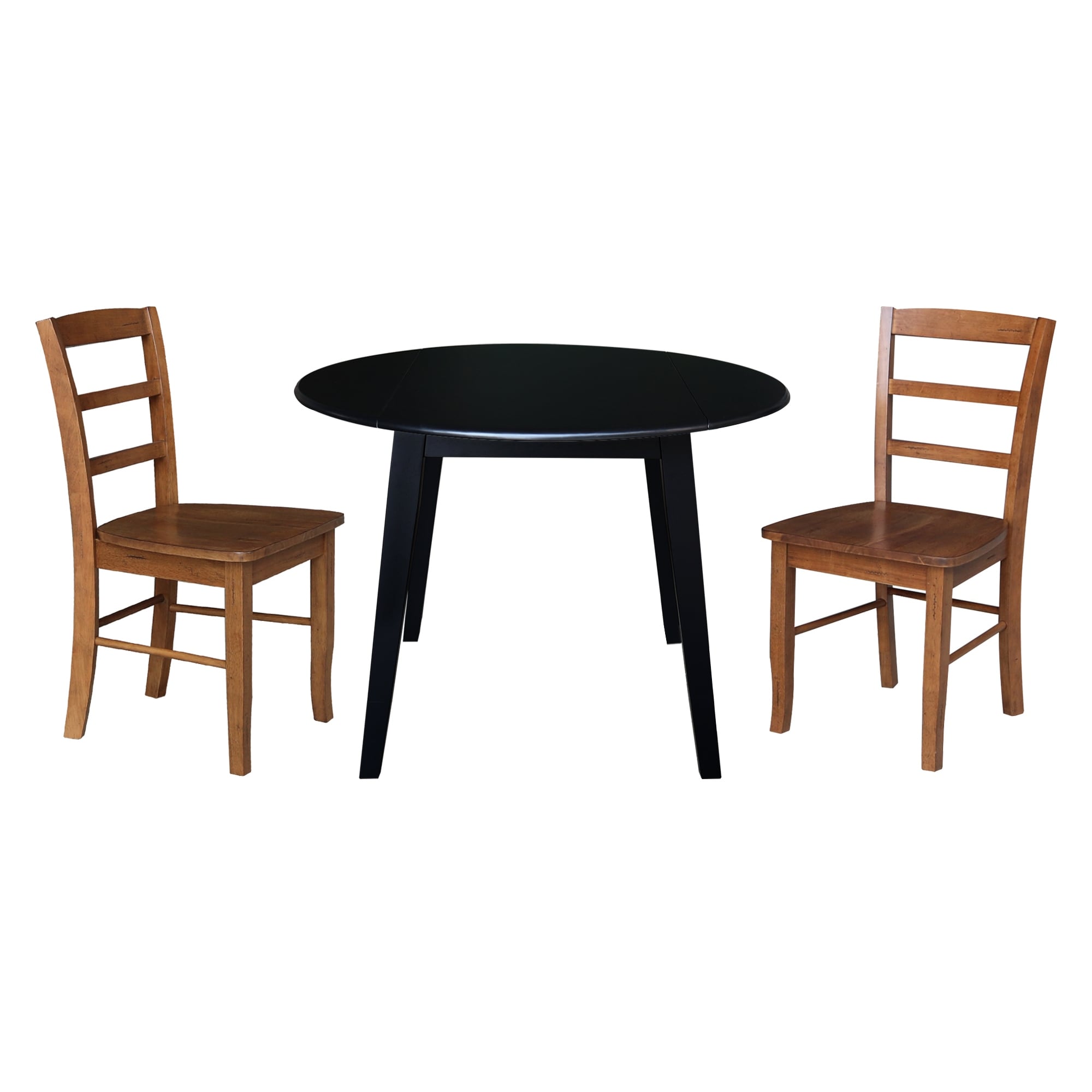 42" Round Dual Drop Leaf Table with Dining Chairs - Black/Distressed Oak