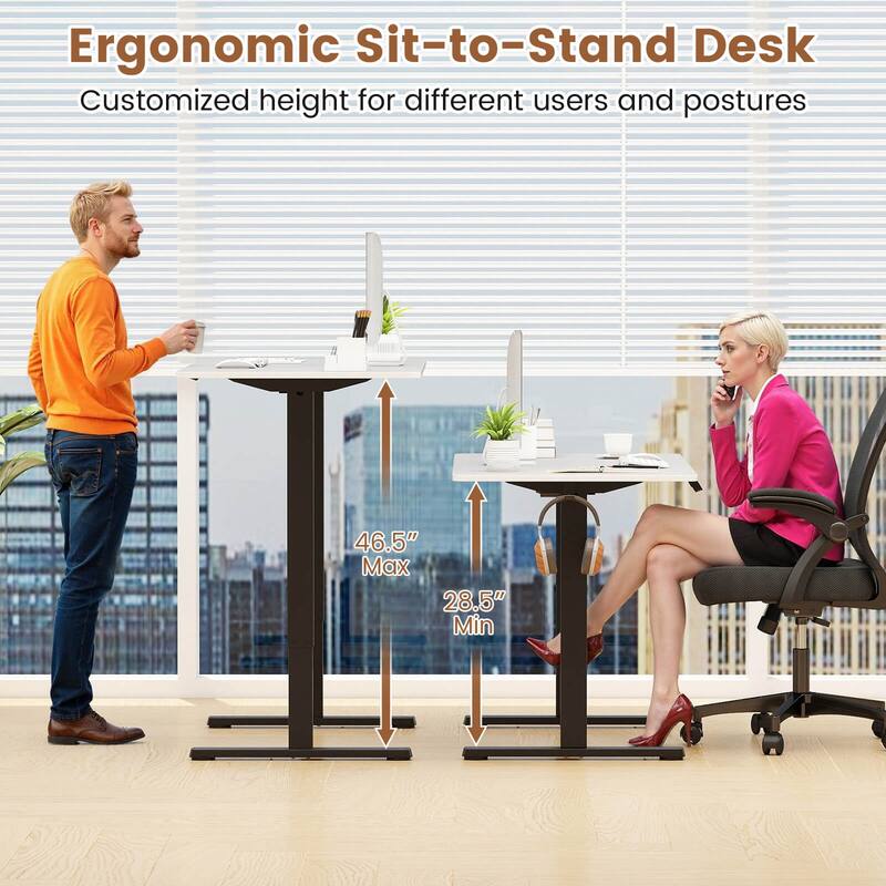 Costway 48” x 24” Electric Standing Desk with LED Display 2 Memory