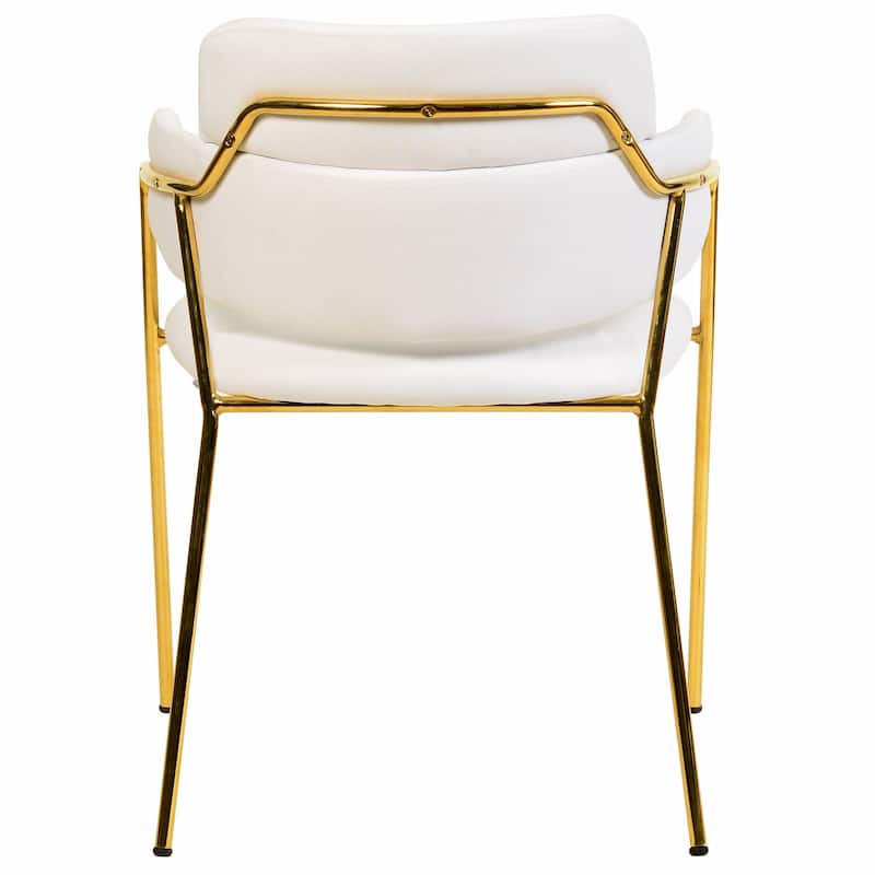 LeisureMod Axis Set of 2 Modern Upholstered Dining Chairs with Gold Stainless Steel Legs, Pair of Accent Side Chairs for Kitchen