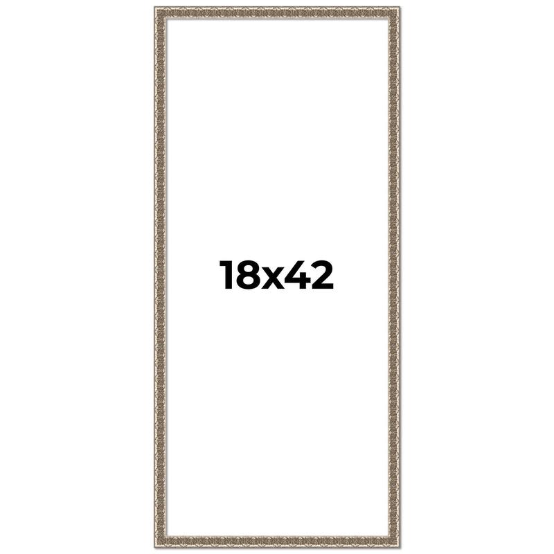 18x42 Frame Silver Versailles Ornate Solid Wood Picture Frame | 1 Inch