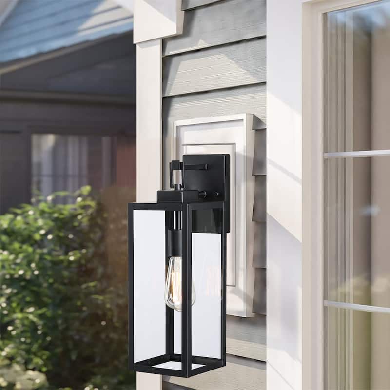 1-Light 18 inch Matte Black Outdoor Wall Lantern with Clear Glass Shade(dusk to dawn could be chosen)