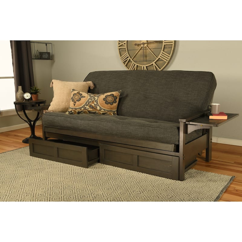 Somette Alamosa Sofa Sleeper with Storage Drawers and Mattress - Full - Linen Charcoal