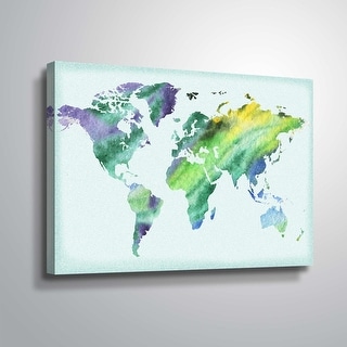Baby Blue Watercolor World Map By Irina Sztukowski Gallery Wrapped
