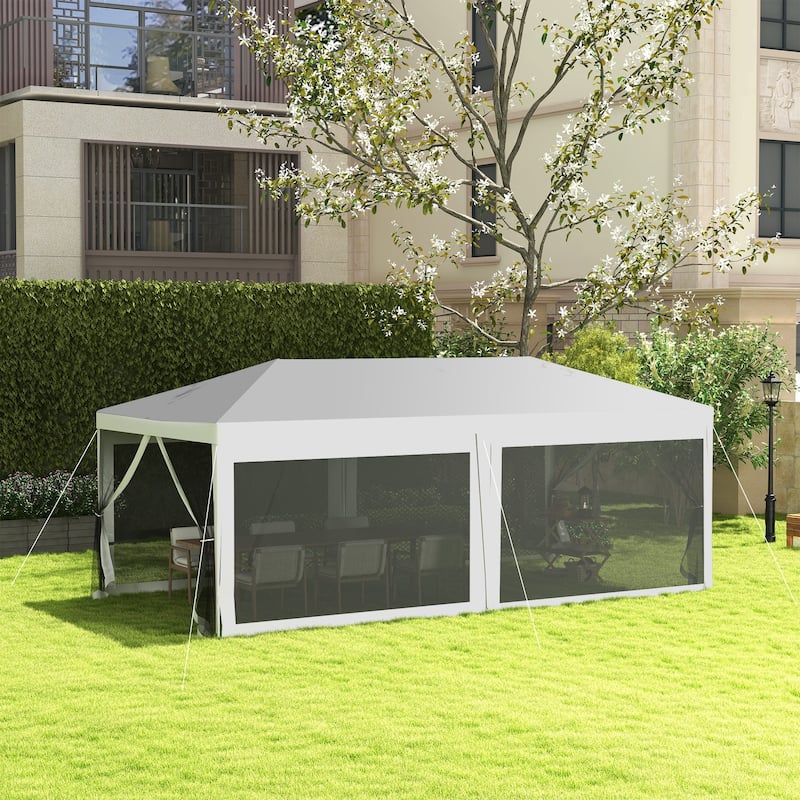 10' x 20' Outdoor Party Tent with Removable Sidewalls, Shade Shelter for Events and BBQs, White