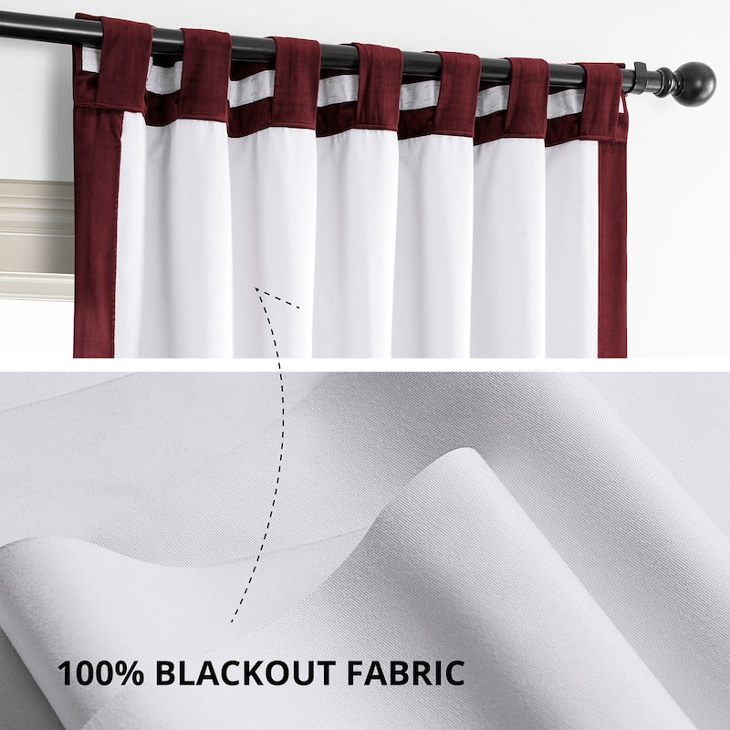 Exclusive Fabrics Signature Extra Wide Burgundy Velvet Blackout Curtain (1 Panel) - Luxurious Blackout Drapery