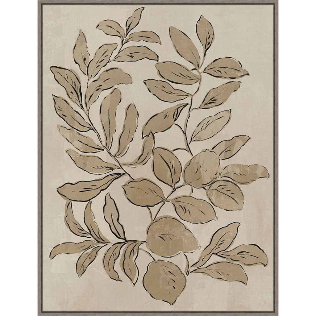 Leaves Sketches I by Asia Jensen (23 x 30 in.), Framed Canvas Wall Art Print - Sylvie Greywash - Sylvie Greywash