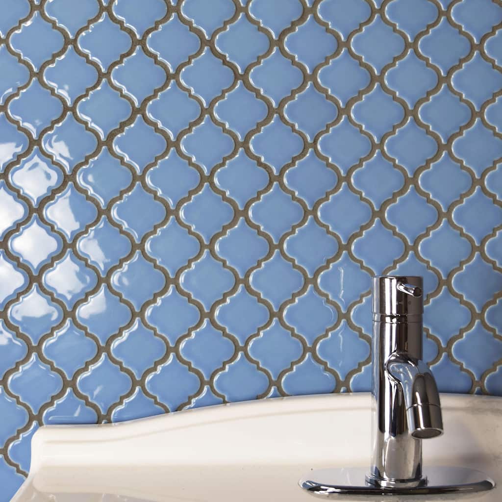 Merola Tile Hudson Tangier Light Blue 12-3/8" x 12-3/8" Porcelain Mosaic Floor and Wall Tile