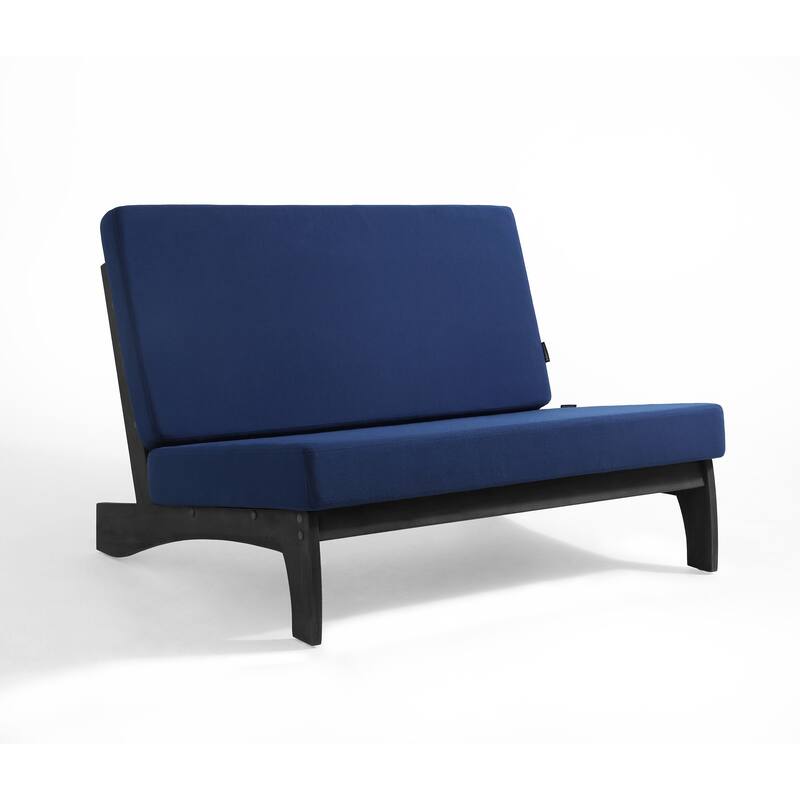 Outdoor Teak Wood Waterproof Armless Chair Loveseat with Cushions