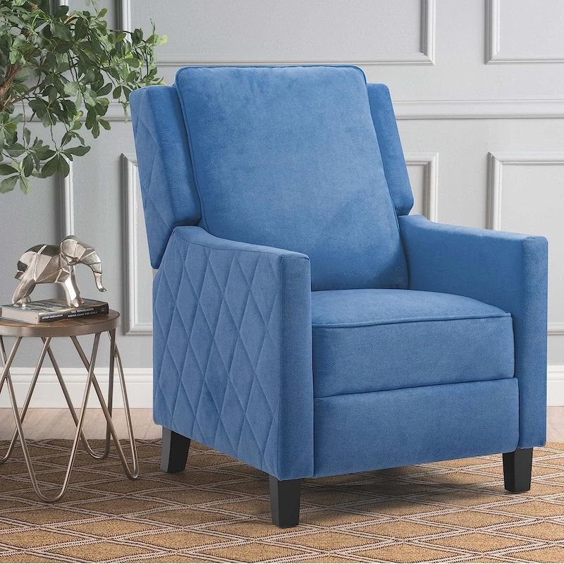 AVAWING Push Back Recliner Chair Linen Wing Back Chair - Blue