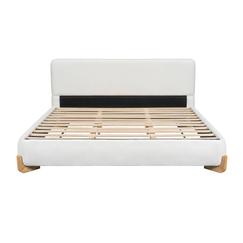 Elegant Boucle Upholstered Bed, A Luxurious and Comfortable Bedroom Centerpiece, King Size, White