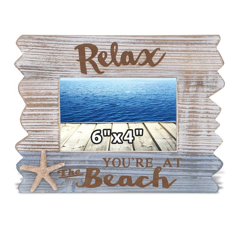 CoTa Global White Distressed Wood Coastal Horizon 6×4 Photo Frame - 9.75 inches