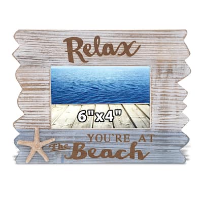 CoTa Global White Distressed Wood Coastal Horizon 6×4 Photo Frame - 9.75 inches