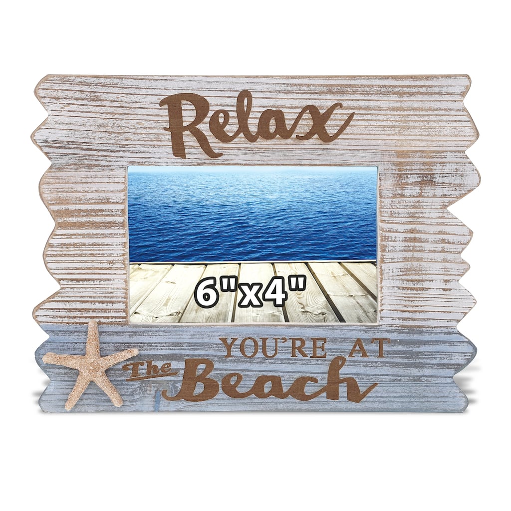 CoTa Global White Distressed Wood Coastal Horizon 6×4 Photo Frame - 9.75 inches