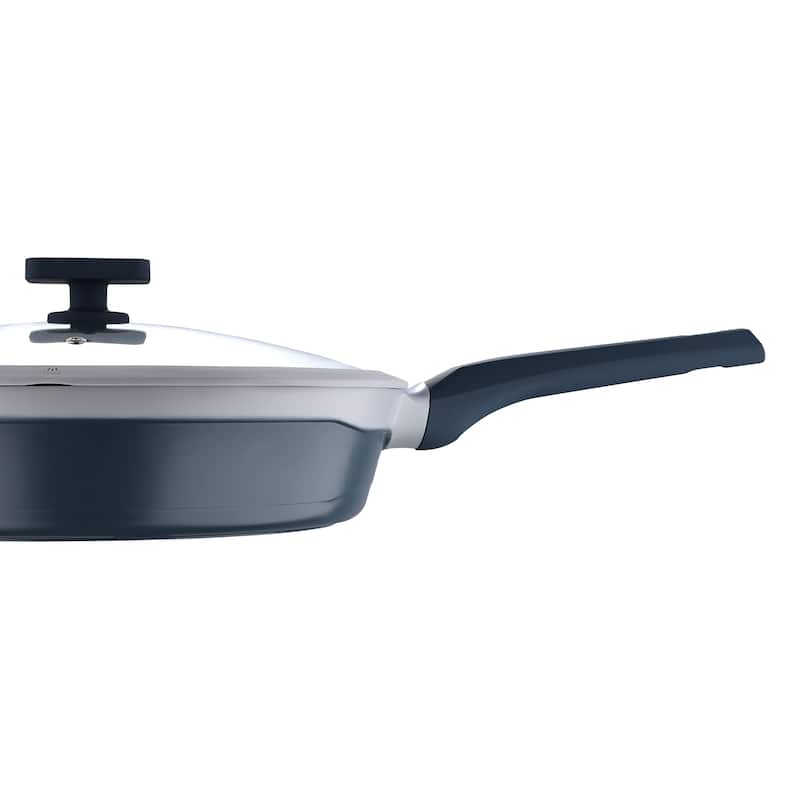 MasterPRO Gastro Ceramic Collection Durable Cast Aluminum 12.5-Inch Fry Pan with Tempered Glass Lid