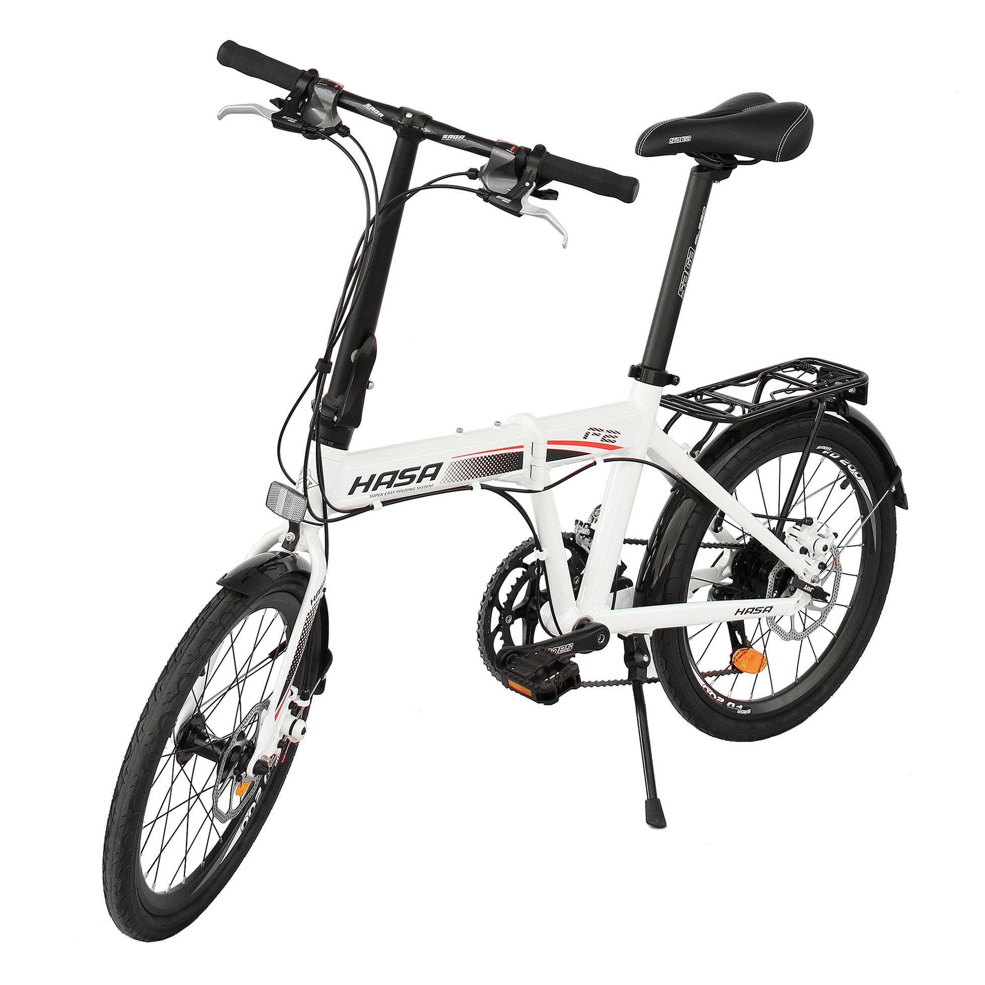 hasa folding foldable bike sram 6 speed white