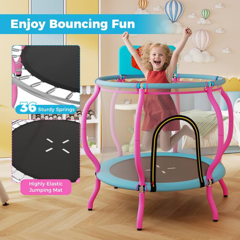 Gymax 48'' Kids Trampoline Indoor & Outdoor Pumpkin Trampoline - Pink, Light Blue