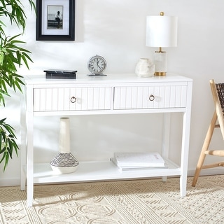SAFAVIEH Tegan White 2-Drawer Console Table - 42" W x 14" L x 31" H