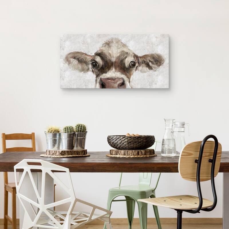 Cow Peek Canvas Art Print