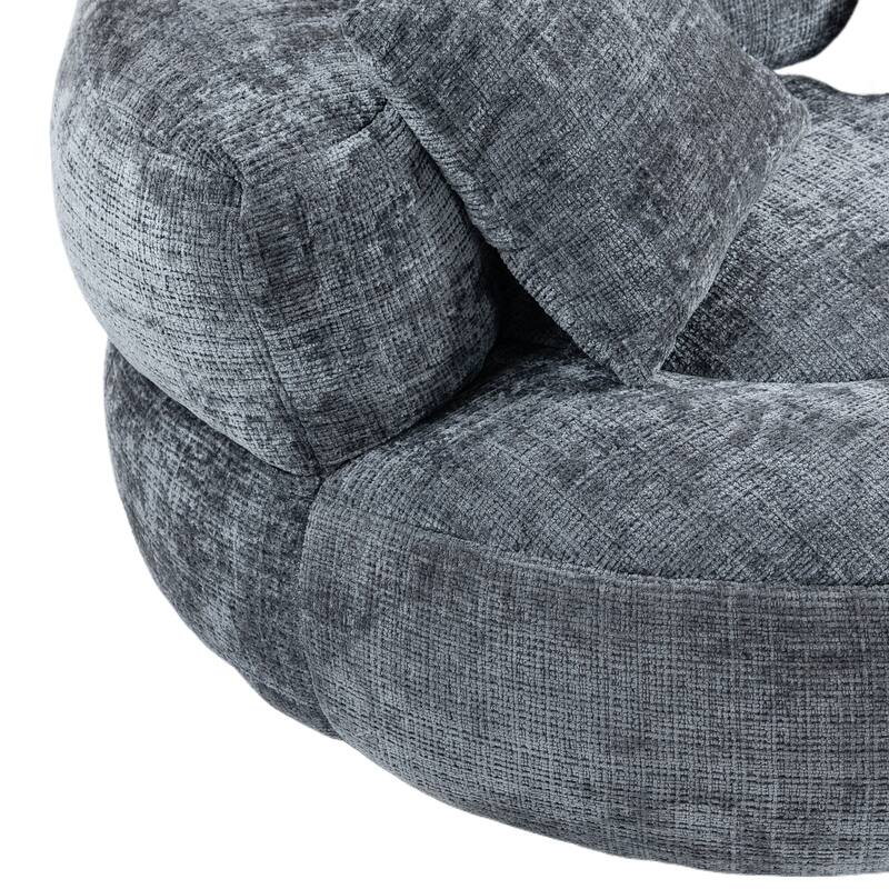 Chenille High Back Lazy Sofa with 3 Pillows and Oversized Bean Bag Chair