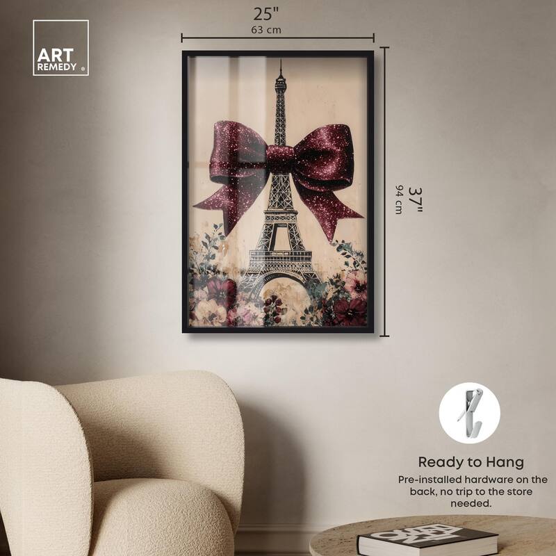 Sparkling Bow Eiffel Tower Shadowbox by Art Remedy