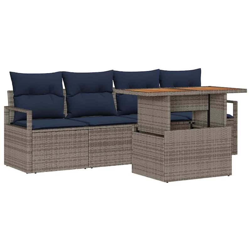 vidaXL 5 Piece Garden Sofa Set with Cushions - 90.6×24.4×27.2