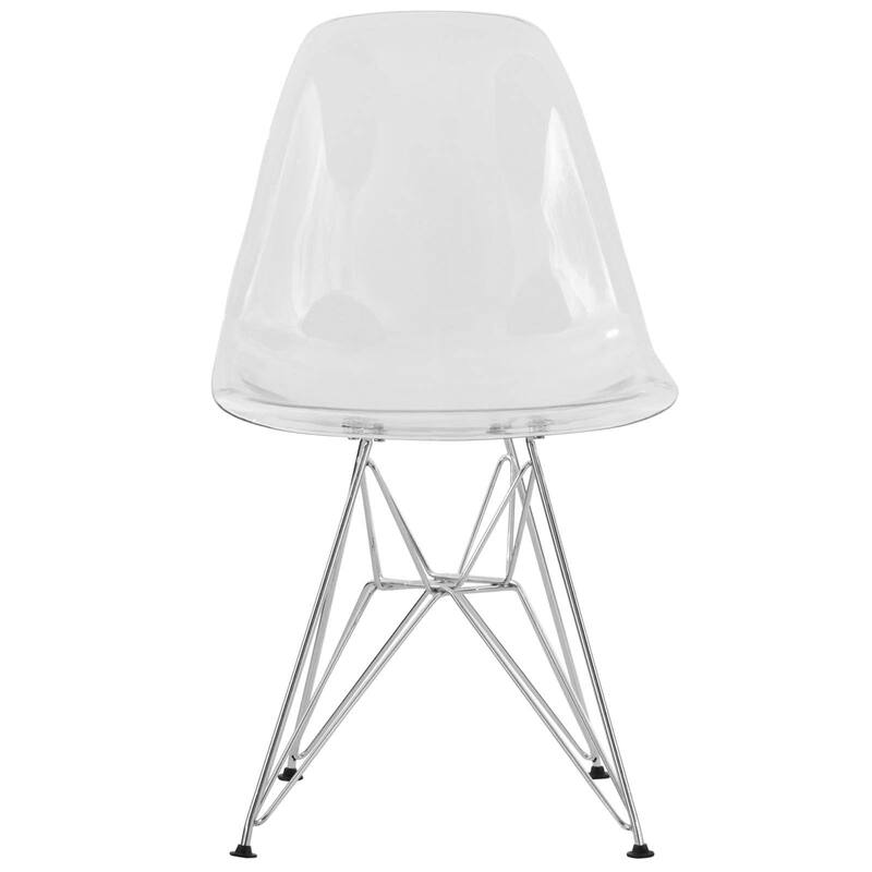 5-Piece Dining Set with 35" Round MDF Table and 4 ABS Plastic Side Chair in Chrome