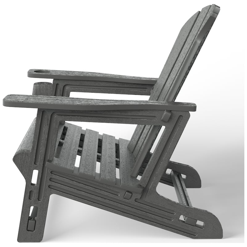 Polytrends Coastline Outdoor Poly Adirondack Chair with Cup Holder (Set of 2)