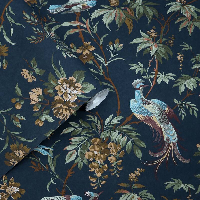 Laura Ashley Attleton Midnight Seaspray Wallpaper