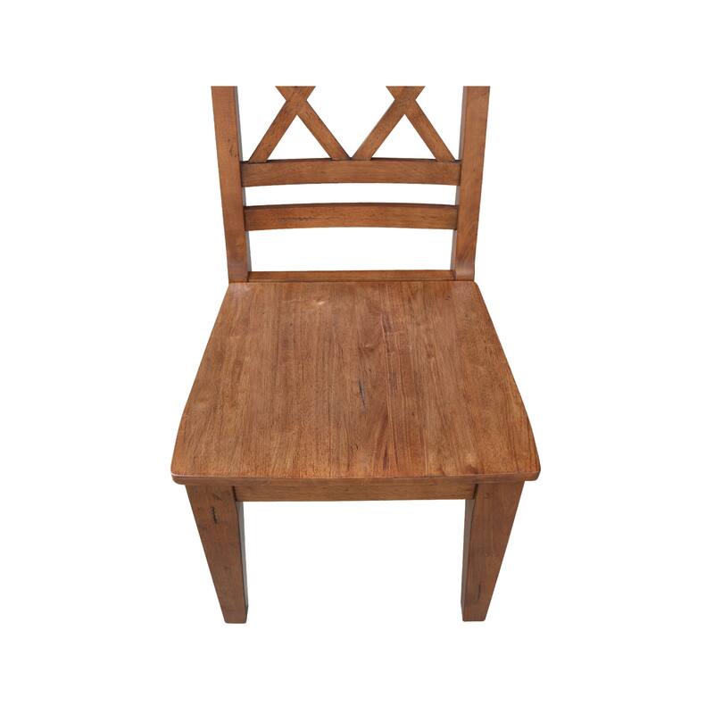 Solid Wood Double X-Back Dining Chairs, Set of 2