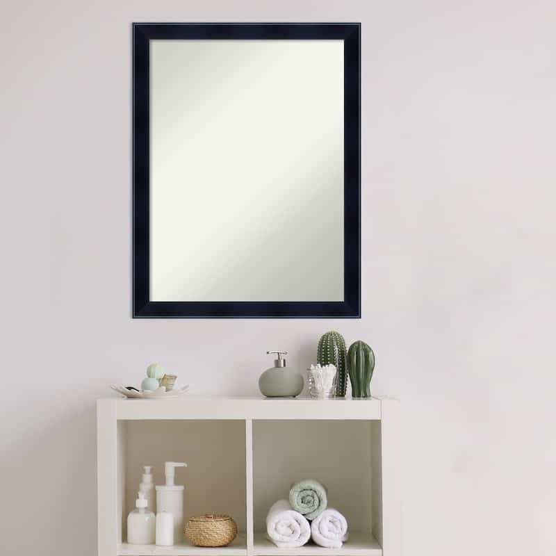Non-Beveled Wood Bathroom Wall Mirror - Madison Black Frame