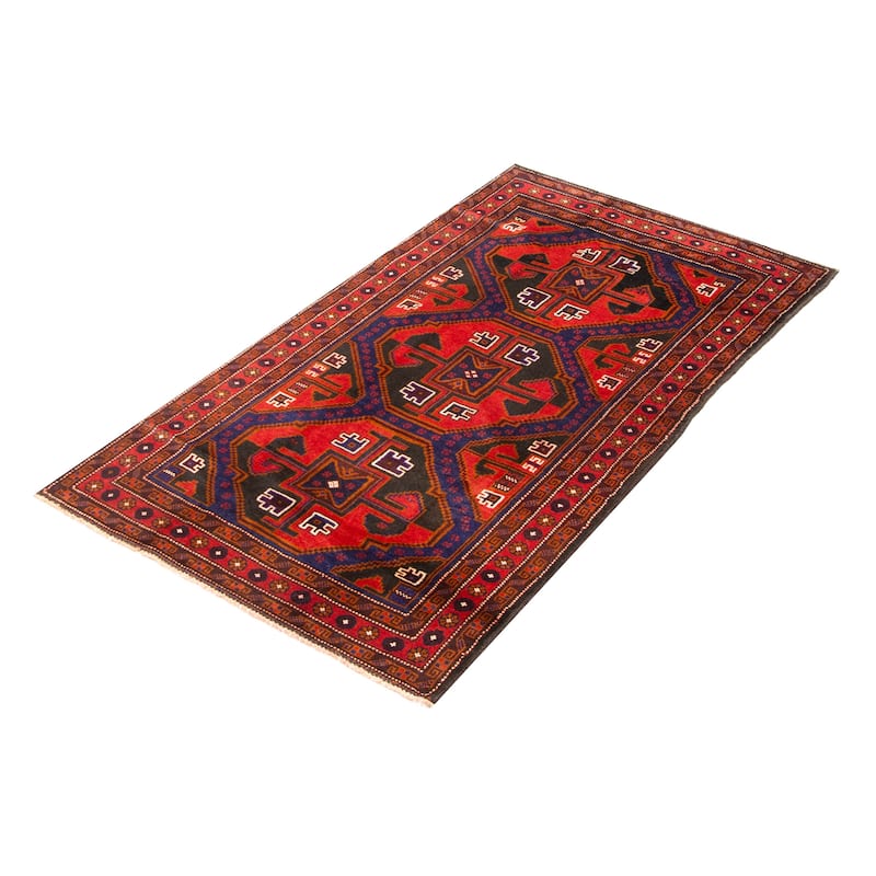 ECARPETGALLERY Hand-knotted Teimani Red Wool Rug - 3'7 x 6'3