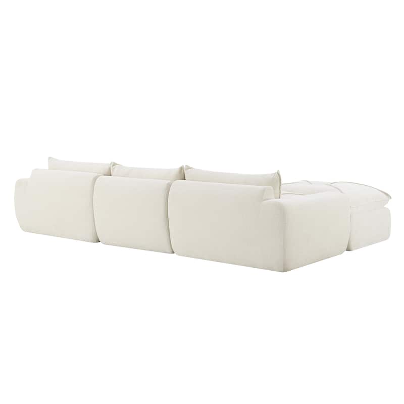 Particle Chenille Sectional Sofa Pull-line Pull-point Design Sofa with Movable Ottoman