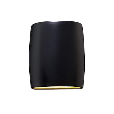 Justice Design Group Ambiance Small ADA Cylinder Carbon Matte Black Open Top & Bottom Wall Sconce