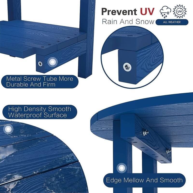 WINSOON All Weather HIPS Outdoor Round 2-Tier Outdoor Side Tables Adirondack Tables