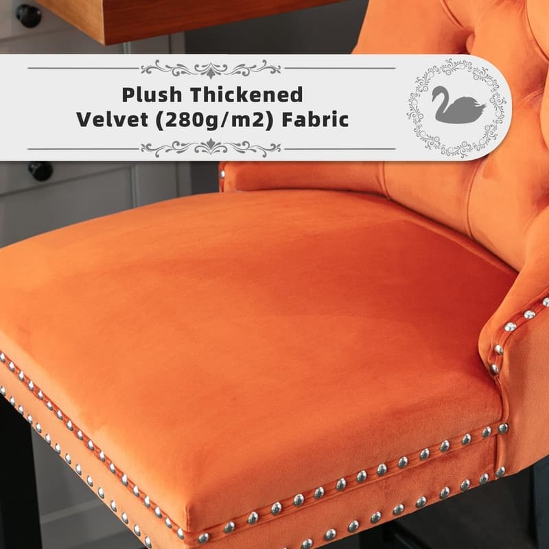 Wing Back Velvet Tufted Nailhead Barstools(Set of 6)