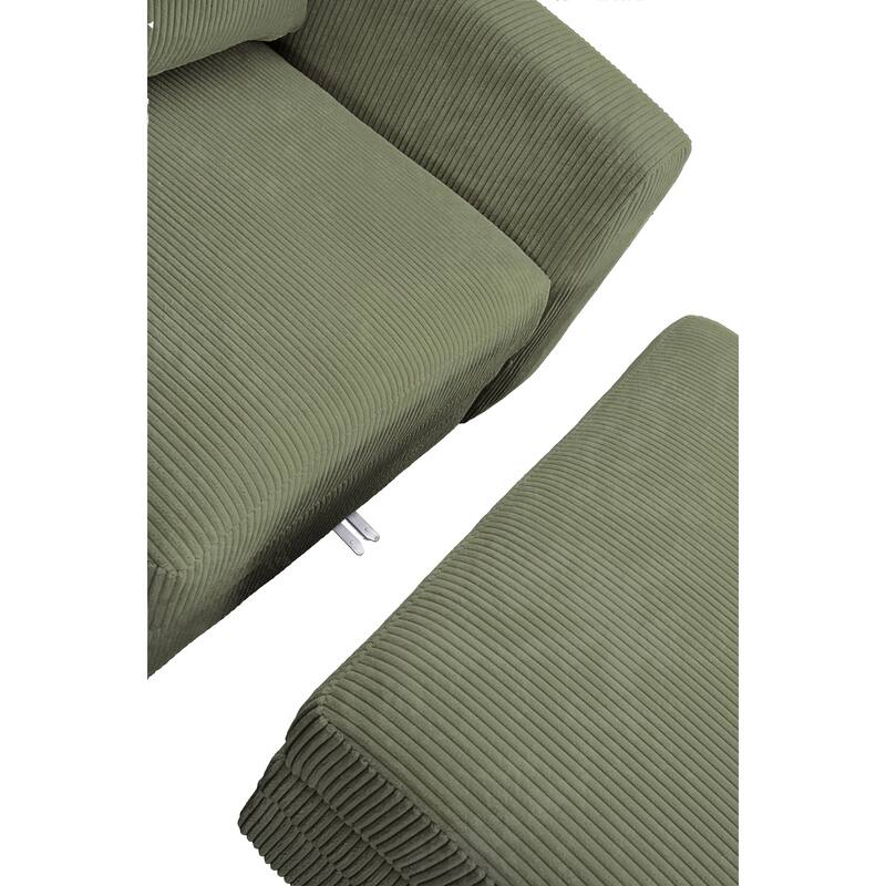 4PCS Corduroy Chaise Lounges Loveseat Couch