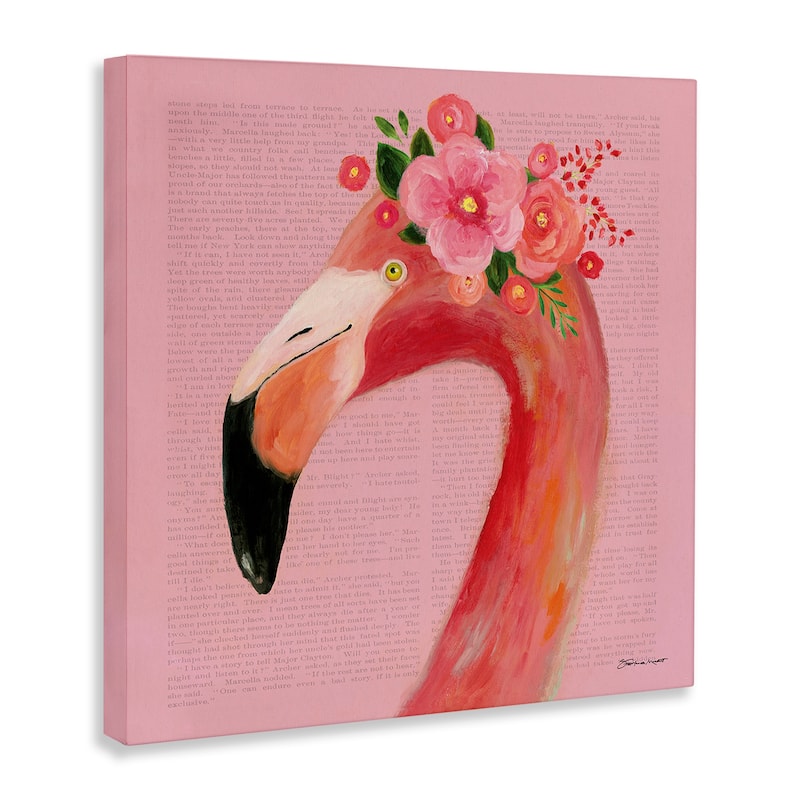 Stupell Floral Flamingo Pink Portrait, Canvas, 17 x 1.5 x 17, Made in USA